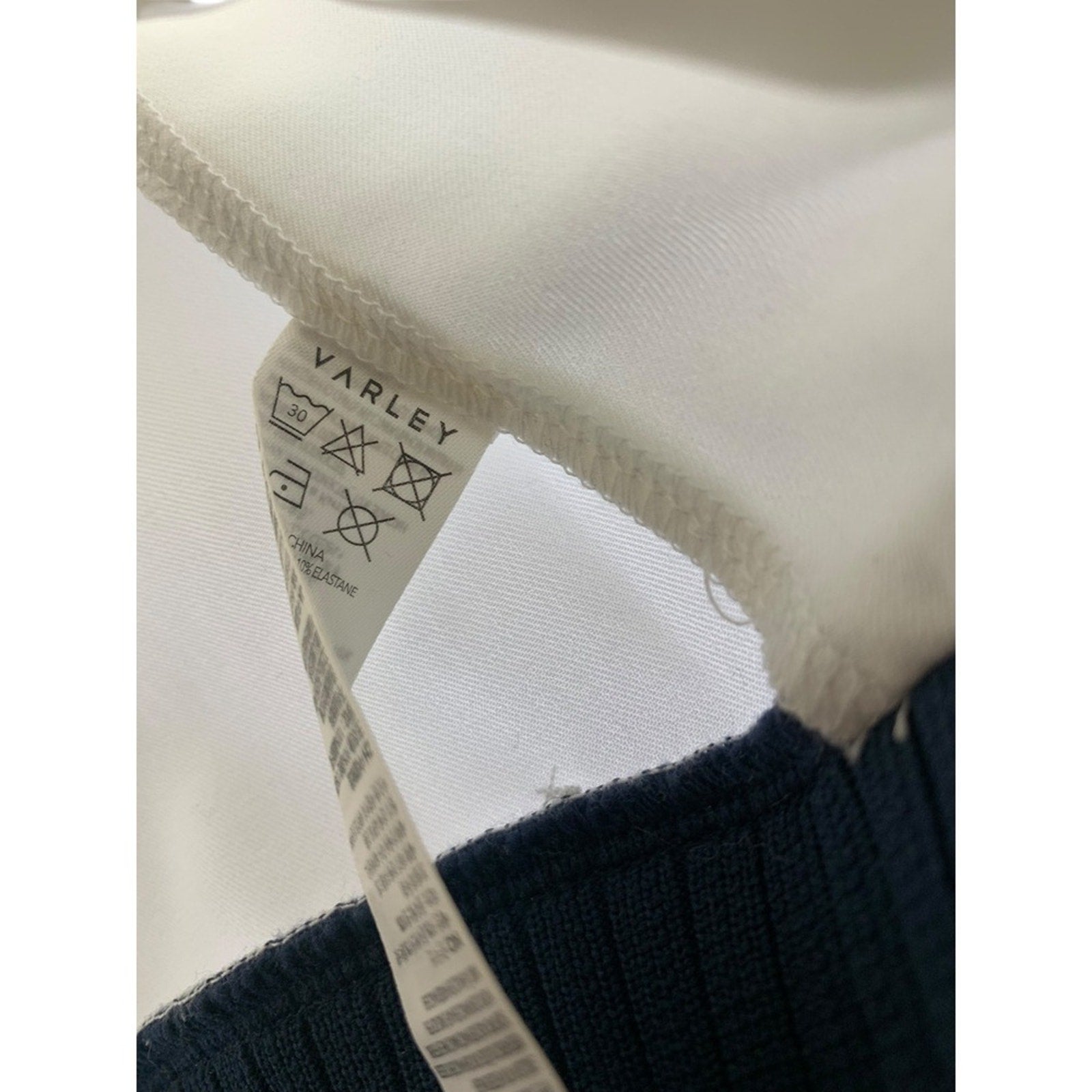 VARLEY Womens White Navy Trim Bomber Jacket Zip Front Athletic Style Size Small