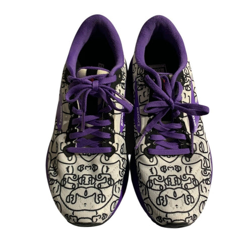 Brooks Launch 7 Running Shoes Womens 7.5 Purple Black White Doodle Face