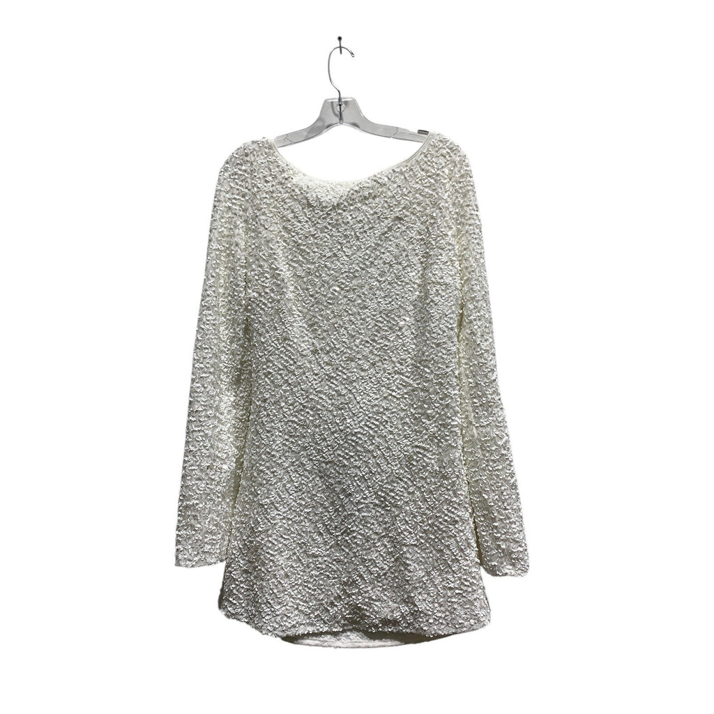 Lovers and Friends White Sequin Cowl Back Mini Dress Long Sleeve Large NEW bride