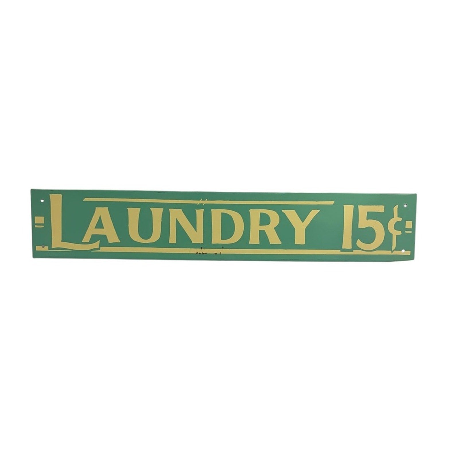 Vintage Laundry 15 Cents Metal Sign Green Gold Retro Home Decor Wall Art