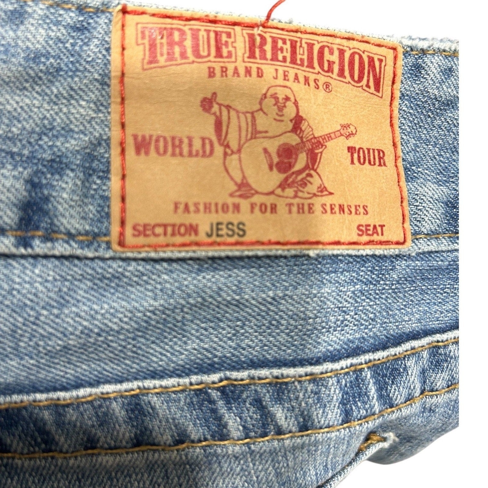 True Religion Jess Low Rise Denim Shorts Medium Wash Blue Size 26 Made in USA