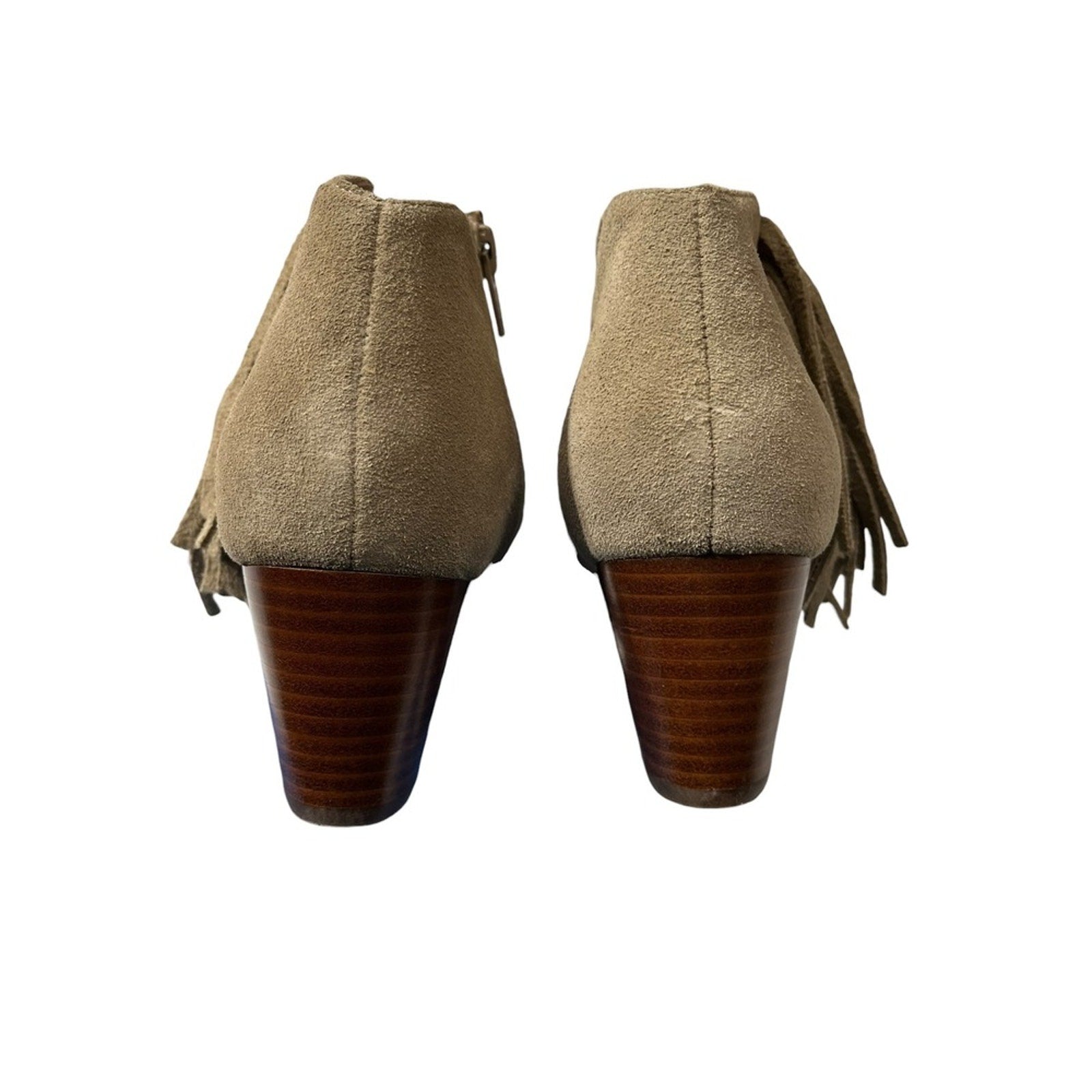 Vionic Faros Tan Suede Fringe Studded Ankle Boots 322FAROS Size 7.5
