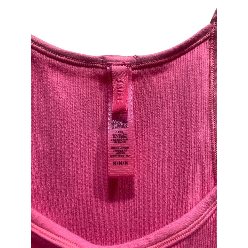 SKIMS Cotton Rib Tank Top Pink Medium Ribbed Knit Scoop Neck Sleeveless Slim Fit