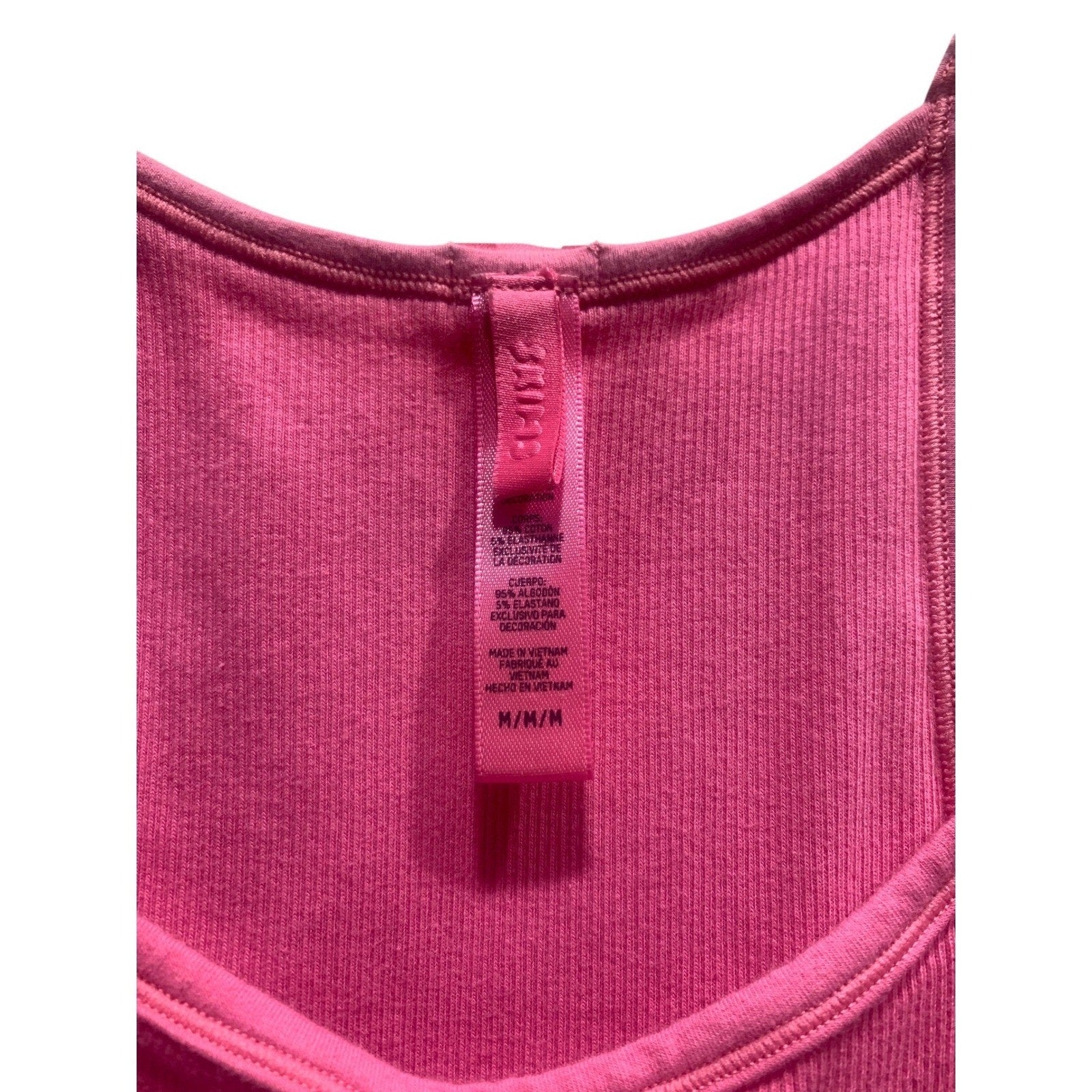 SKIMS Cotton Rib Tank Top Pink Medium Ribbed Knit Scoop Neck Sleeveless Slim Fit