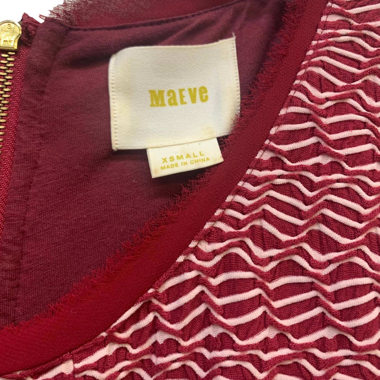 ANTHROPOLOGIE Maeve Dora Red & White Short Sleeve Shift Dress SZ XS
