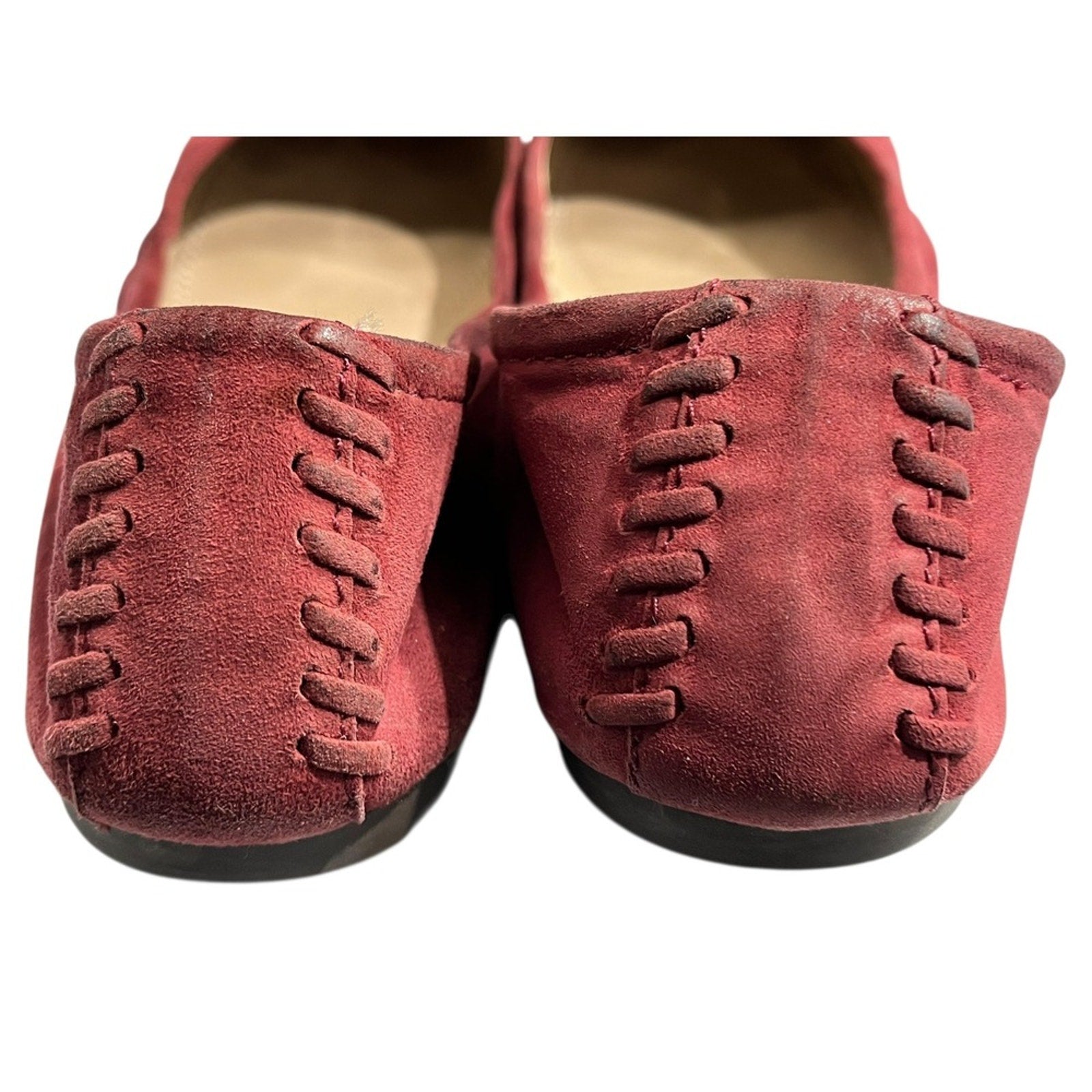 Tory Burch Burgundy Suede Ballet Flats Women's Size 7 Embellished Logo