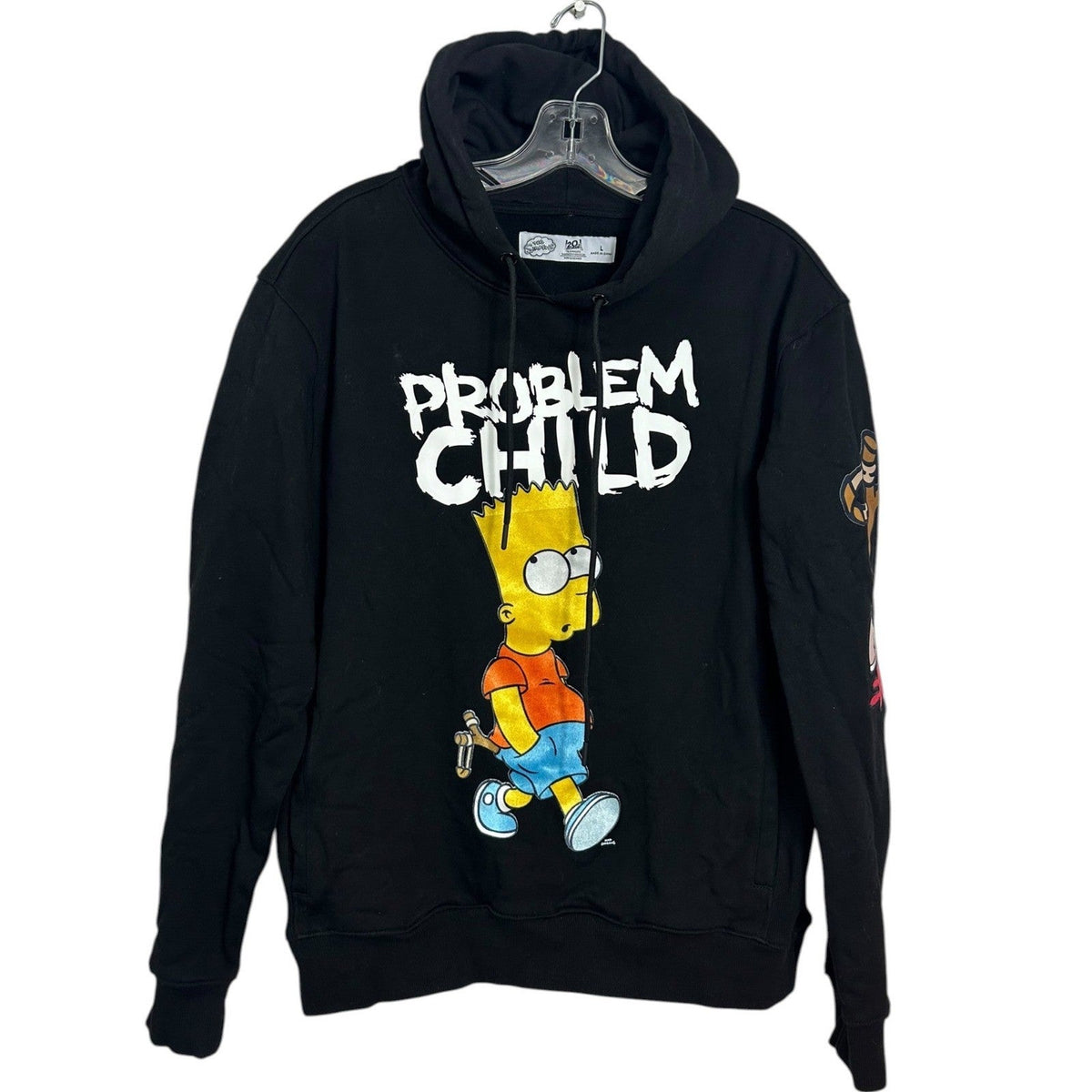 The Simpsons Bart Simpson Problem Child Black Graphic Hoodie Mens Large y2k