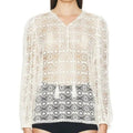 FRAME Cream Crochet Lace Boho Long Sleeve Tassel V Neck Blouse Top M/M