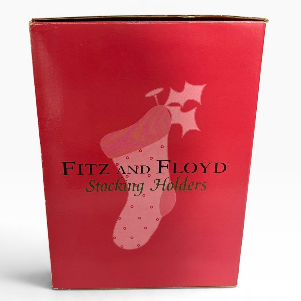 Fitz and Floyd Essentials Happy Holidays Santa Stocking Holder with Box 7.5in