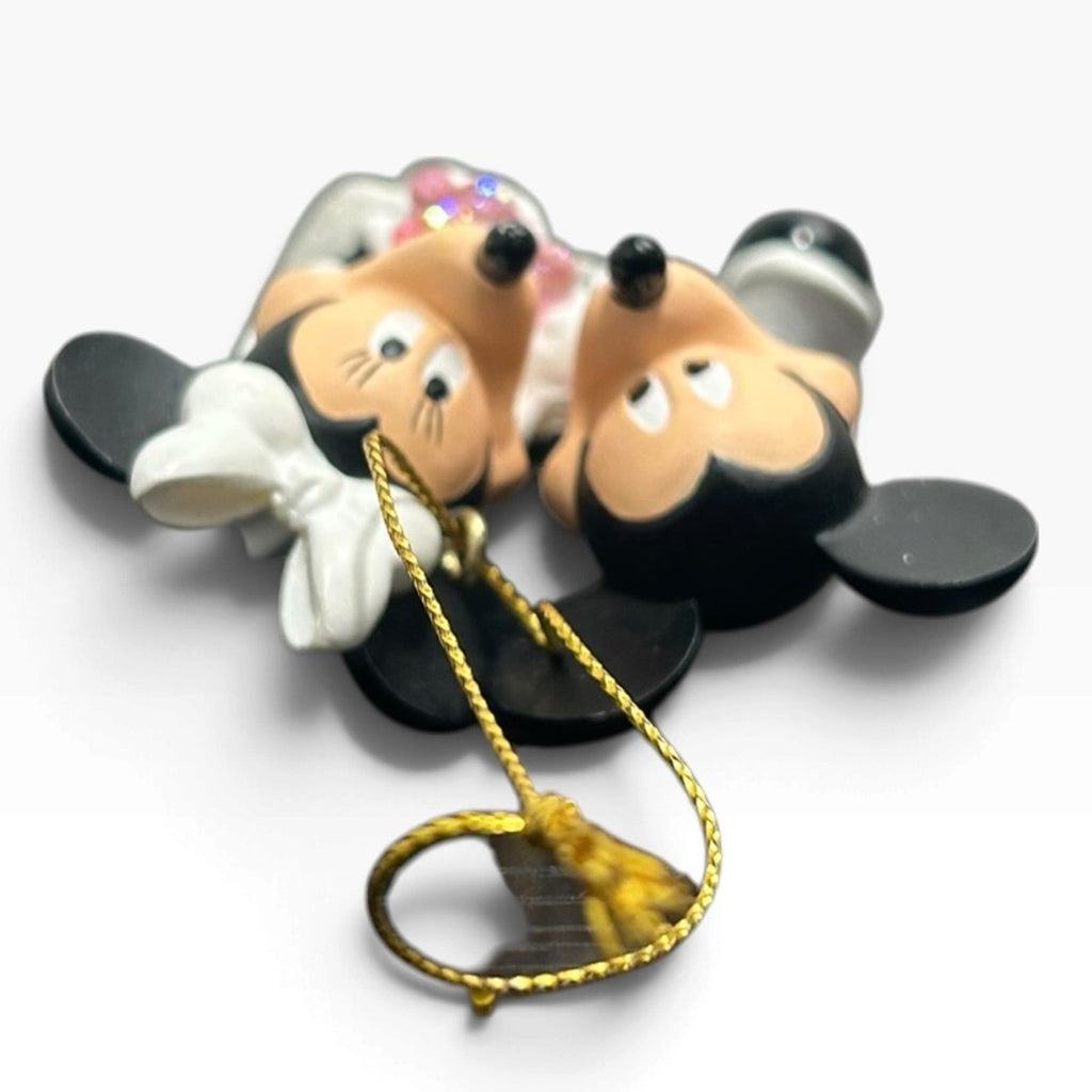 Disney Mickey and Minnie Mouse Wedding Bride Groom Glitter Ornament 2.75 inch