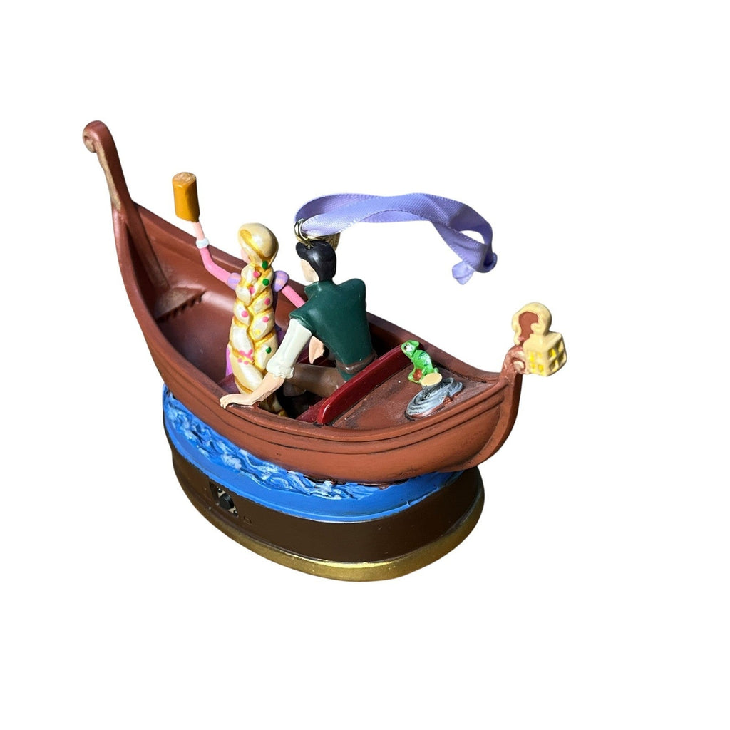 Disney Store 2015 Tangled Rapunzel Flynn Rider Musical Boat Ornament Untested