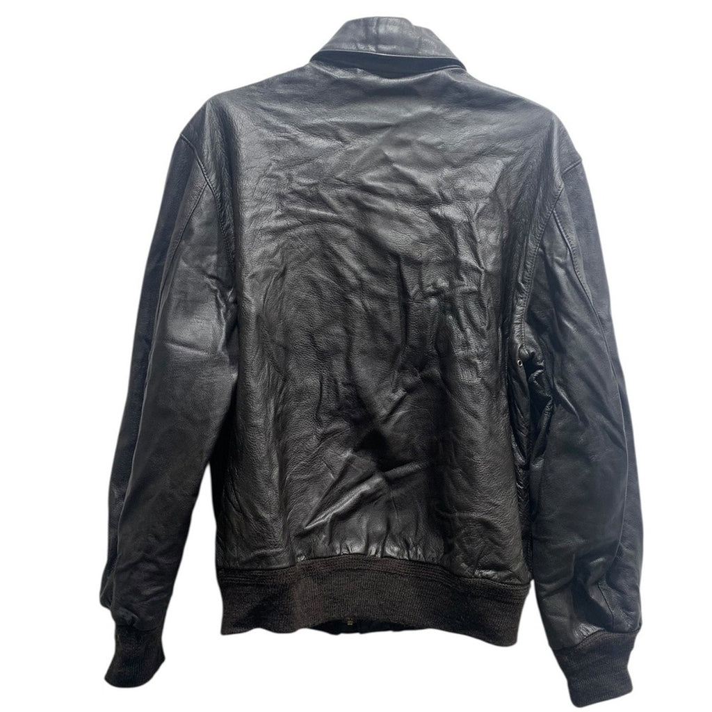 Vtg Sportys Pilot Shop A-2 Leather Bomber Brown Goatskin Flight Jacket 42-L