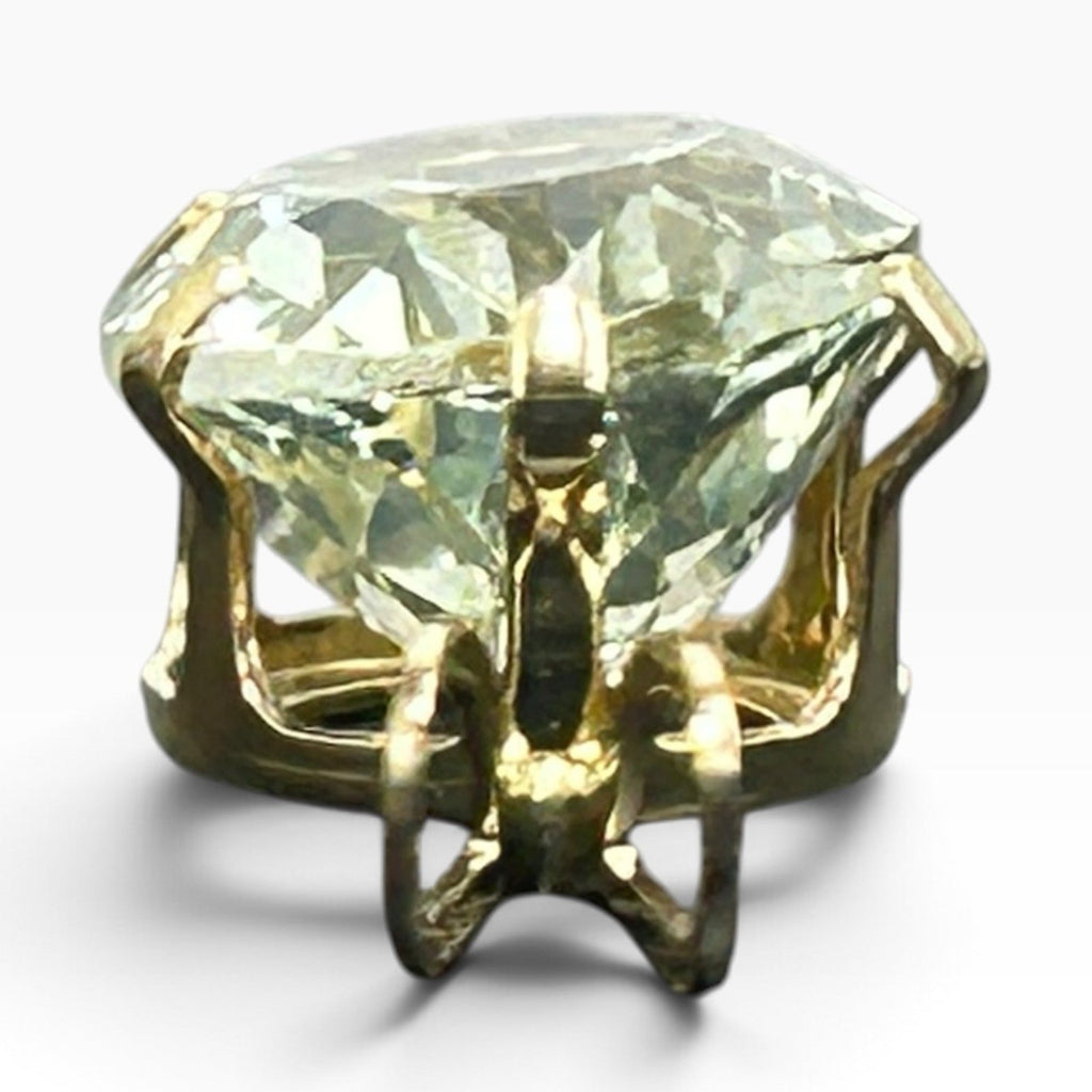 14k Yellow Gold Oval Prasiolite Green Amethyst Pendant 1g