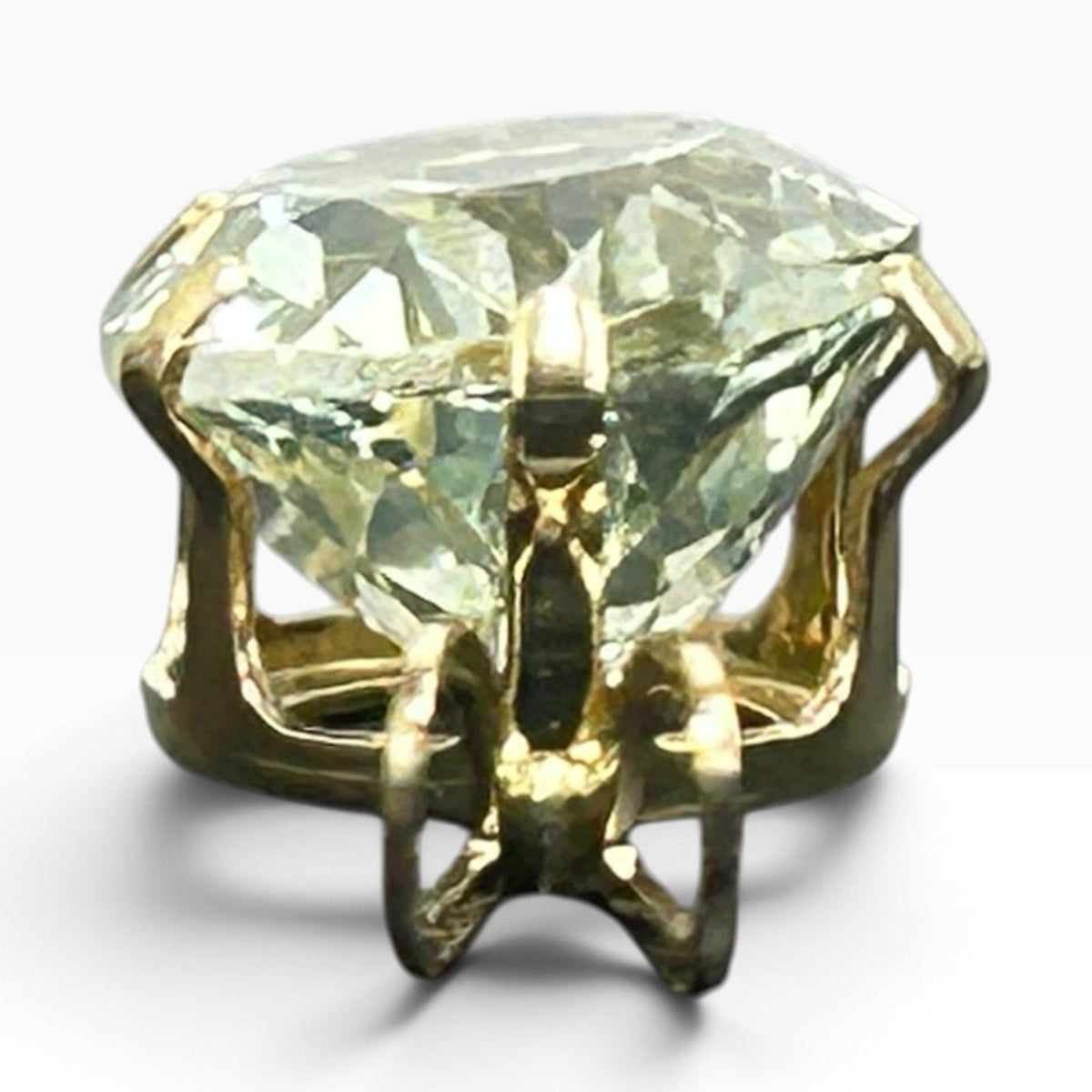 14k Yellow Gold Oval Prasiolite Green Amethyst Pendant 1g