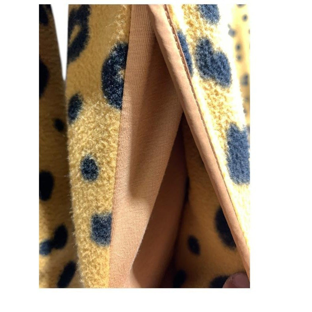 NWT Madewell Leopard Print Quarter Zip Fleece Pullover Mustard Tan Black MC205 L