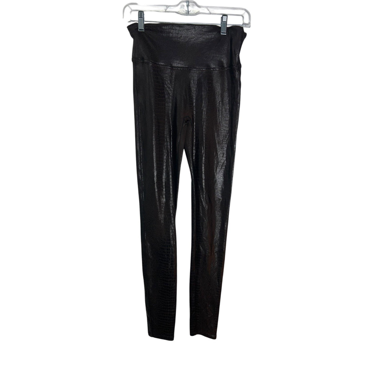 Spanx Faux Leather Croc Leggings Dark Brown High Waisted Medium Slimming Pants