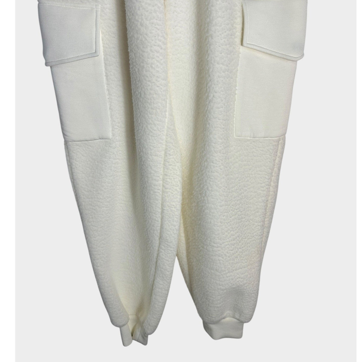 Varley Samson Relaxed Fleece Pants Egret White Cargo Joggers XS sherpa cozy fall
