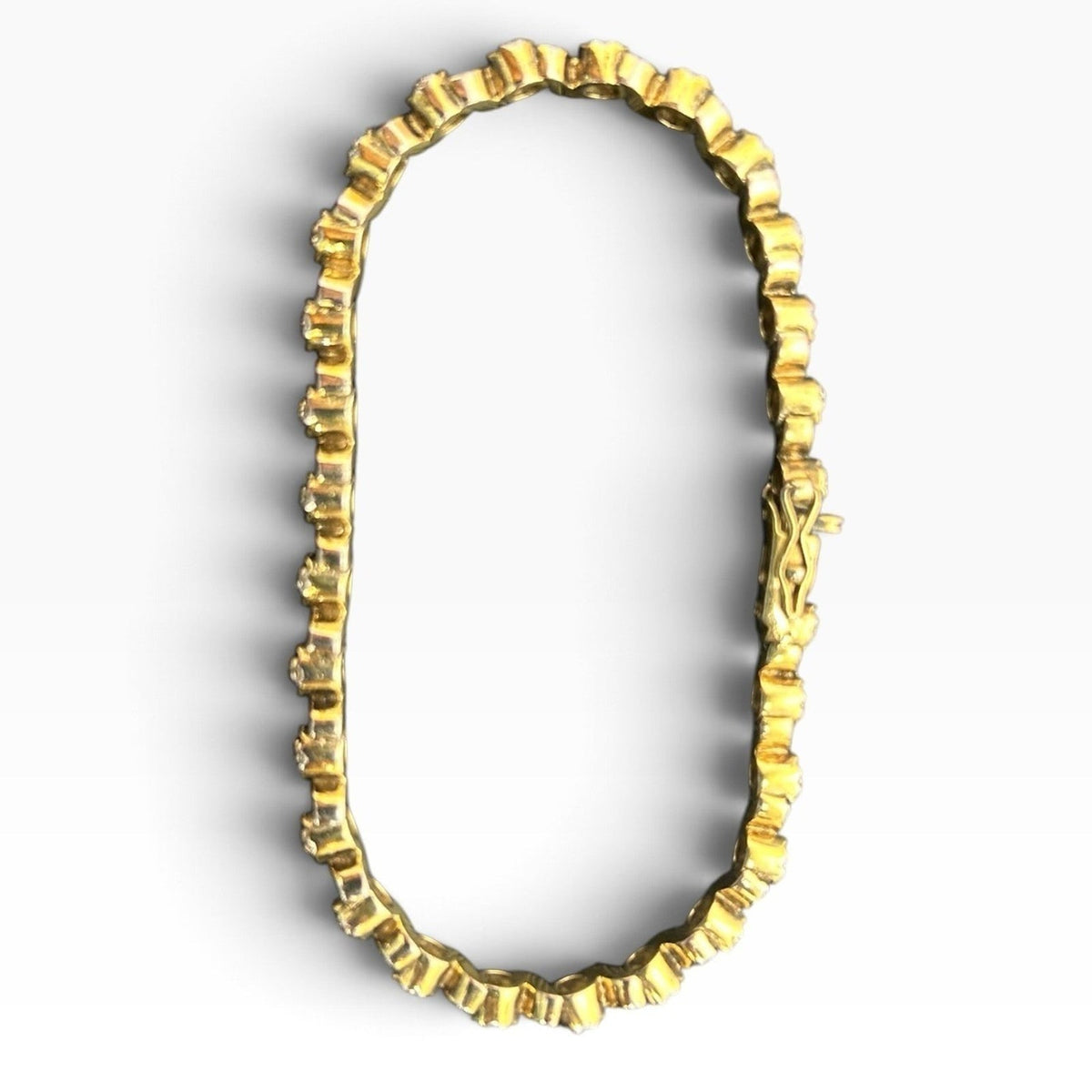 Sterling Silver 925 Gold Tone XOX Gemstone Tennis Bracelet 7.75" 16g