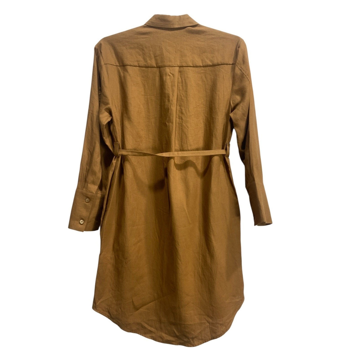 COS Womens 100% Linen Belted Shirt Dress Brown Long Sleeve Size 2 fall