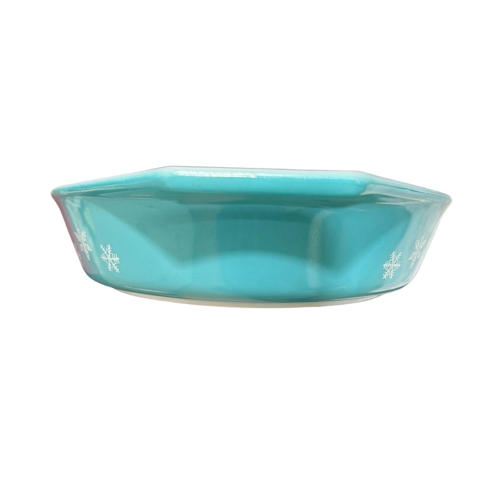Vintage Pyrex Snowflake Turquoise Blue Divided Serving Dish 1.5 QT Oval 063