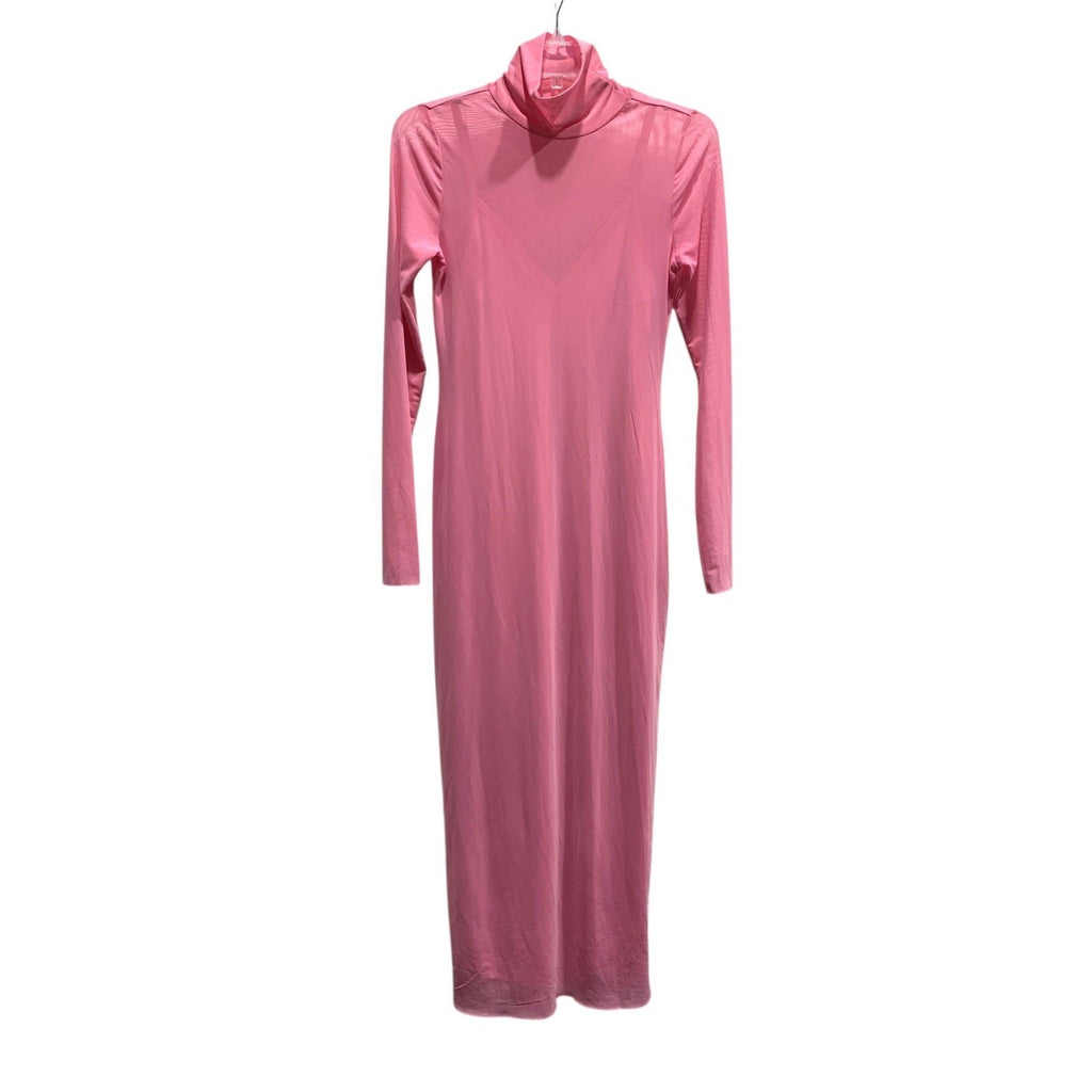 AFRM Pink Mesh Turtleneck Long Sleeve Maxi Dress AED021112 Womens Size Small
