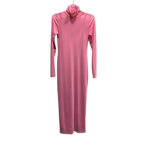 AFRM Pink Mesh Turtleneck Long Sleeve Maxi Dress AED021112 Womens Size Small