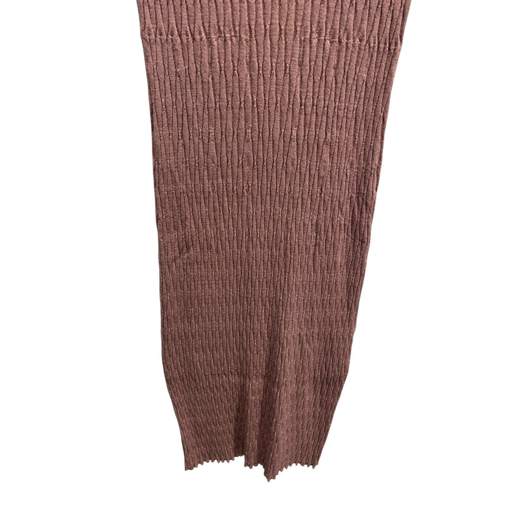 Varley Fara Textured Knit Midi Dress Womens Mauve Rose Short Sleeve Ribbed Small