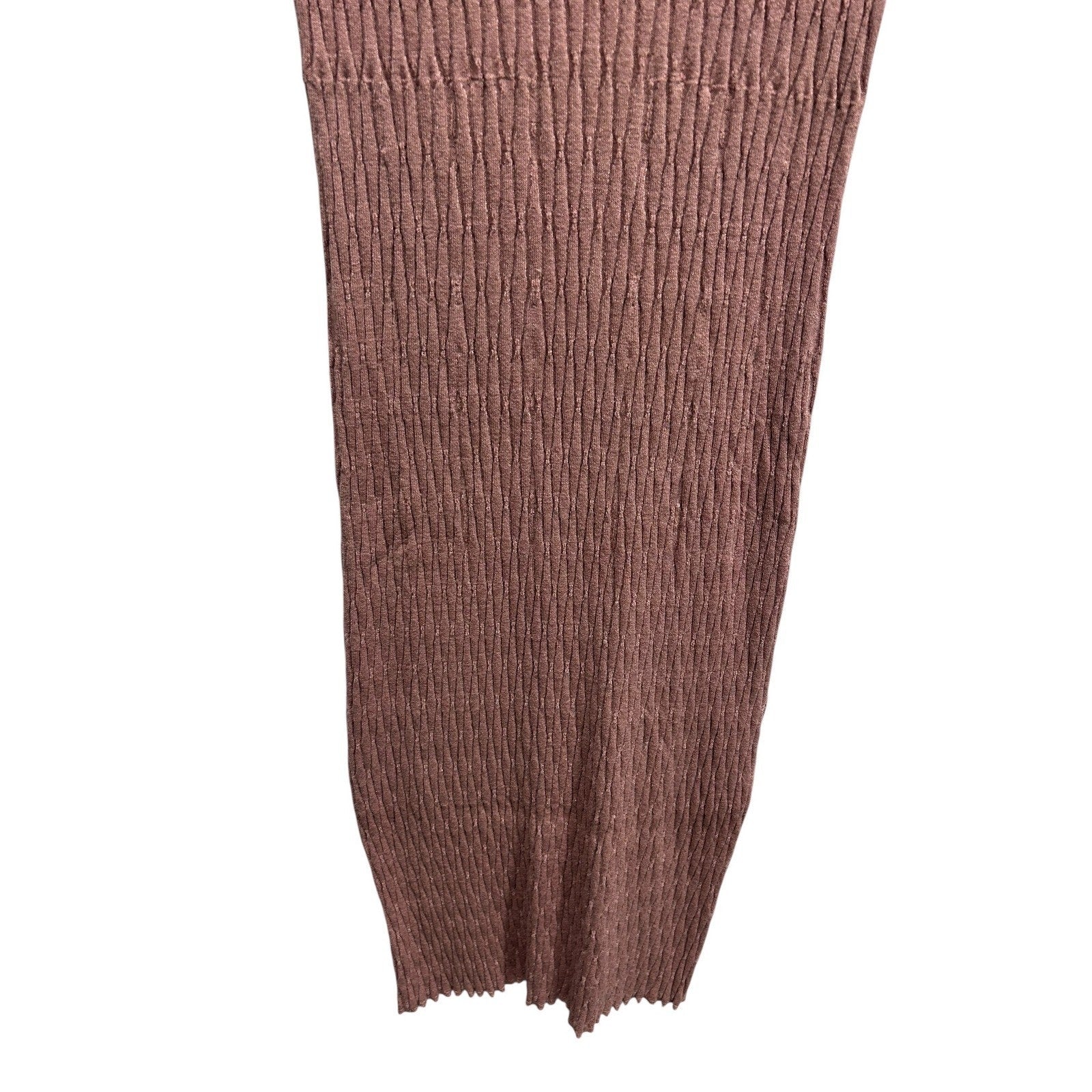 Varley Fara Textured Knit Midi Dress Womens Mauve Rose Short Sleeve Ribbed Small