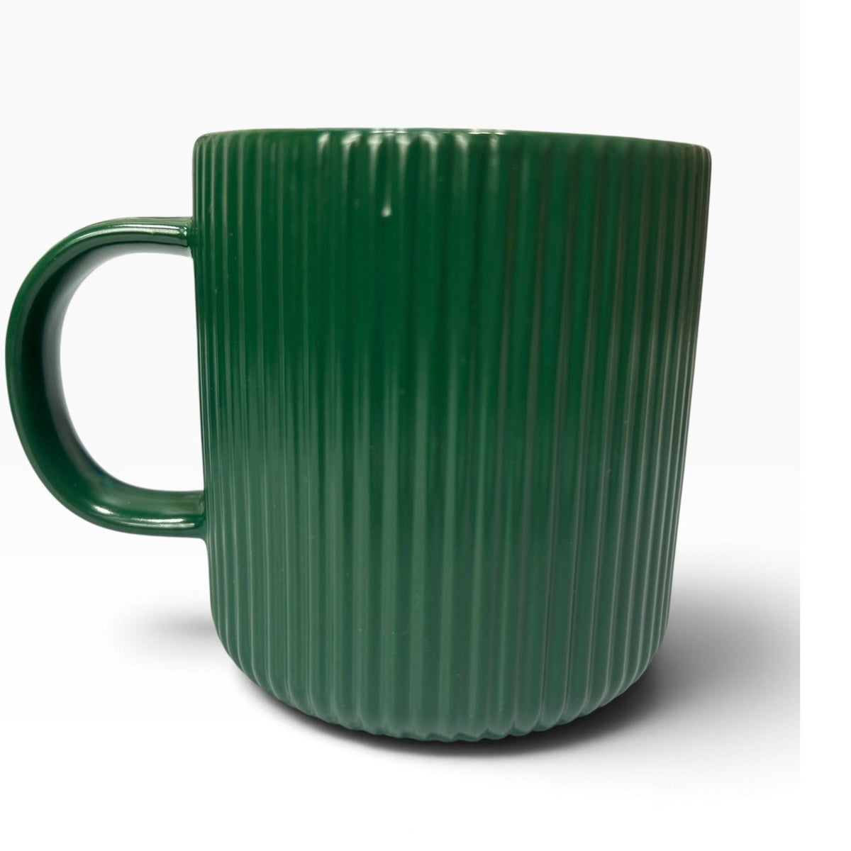 Starbucks Limited Edition 14oz Ribbed Green Ceramic Mug Gold Siren Logo with Box