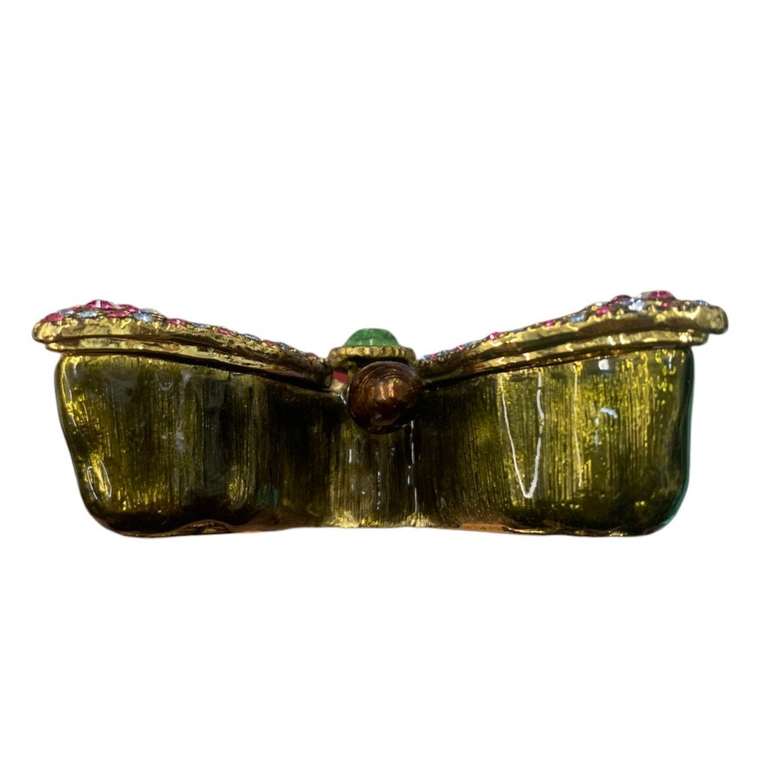 Fitz & Floyd Jeweled Butterfly Box-Ruby Enamel Trinket Box