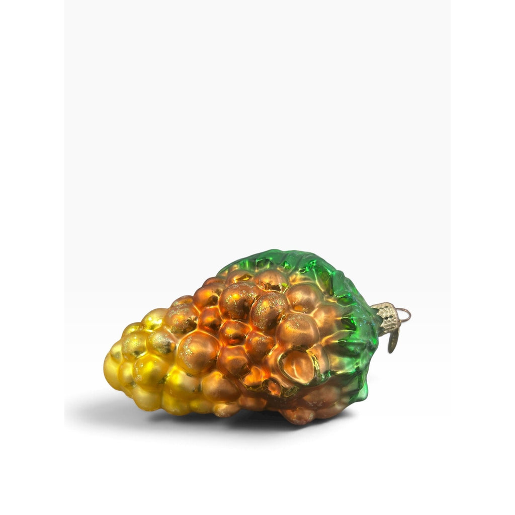 Christopher Radko Vintage Grape Bounty Cluster Glass Ornament Gold Green 5.5in