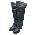 Freebird by Steven Coal Black Leather Over The Knee Lace Up Boots Womens 9