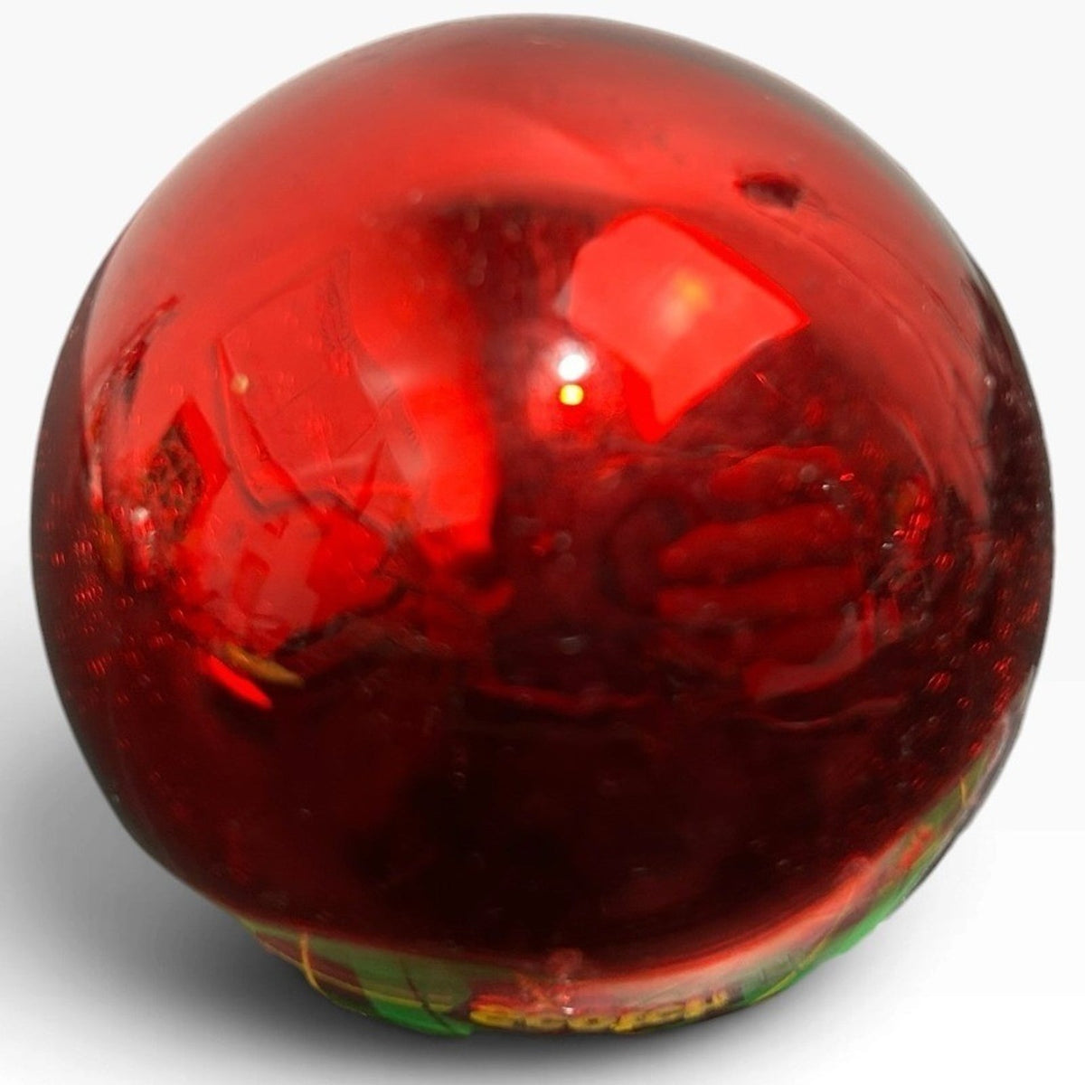 Disney Mickey Mouse 2001 Dated Red Metallic Glass Christmas Ornament 4.5"