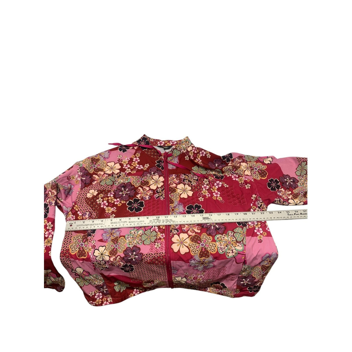 Johnny Was Bee Active Womens Yama Floral Patchwork Full Zip Jacket Size Large