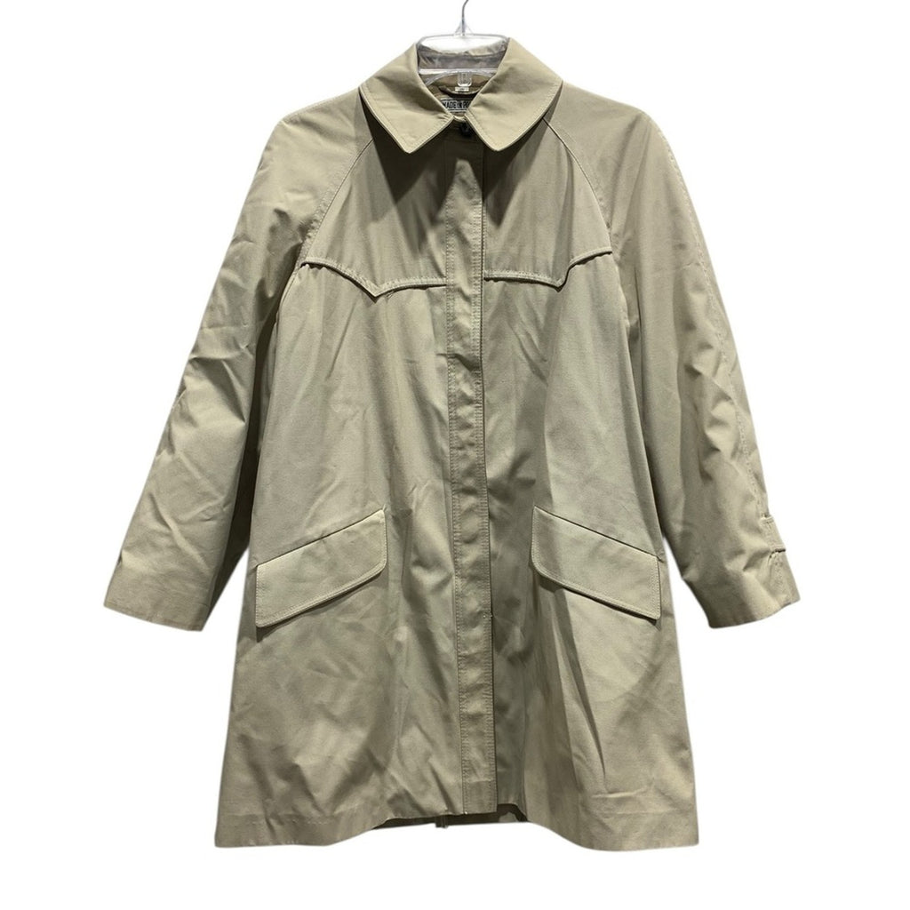 RainShedder Ken Merritt Beige Trench Coat Houndstooth Lined Classic Women sz 8