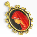 18k Yellow Gold Saint Fabiola Portrait Profile Brooch Pendant Italy 10g Wearable