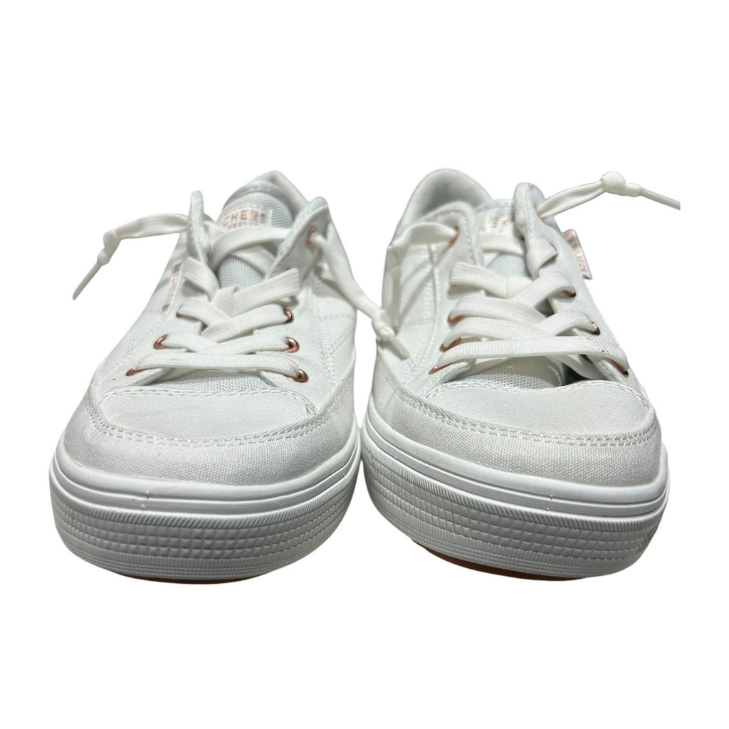 Skechers Arch Fit Arcade Meet Ya White Canvas Sneakers 177190W Womens 8 Wide