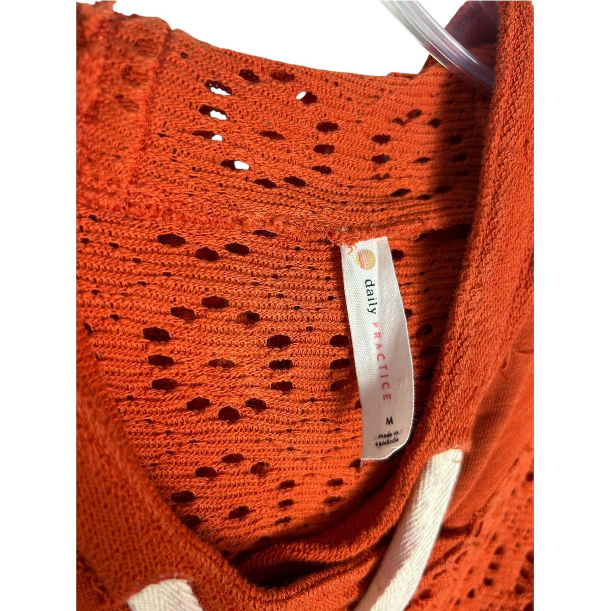 Daily Practice by Anthropologie Robyn Crochet Hoodie Orange Eyelet Medium