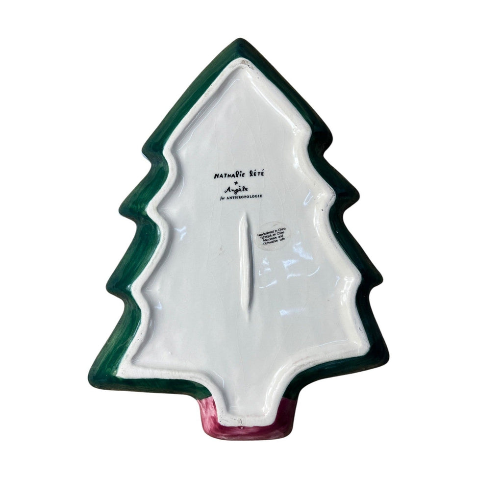 Anthropologie Nathalie Lete Christmas Tree Dessert Plate Candy Boho Holiday Tray