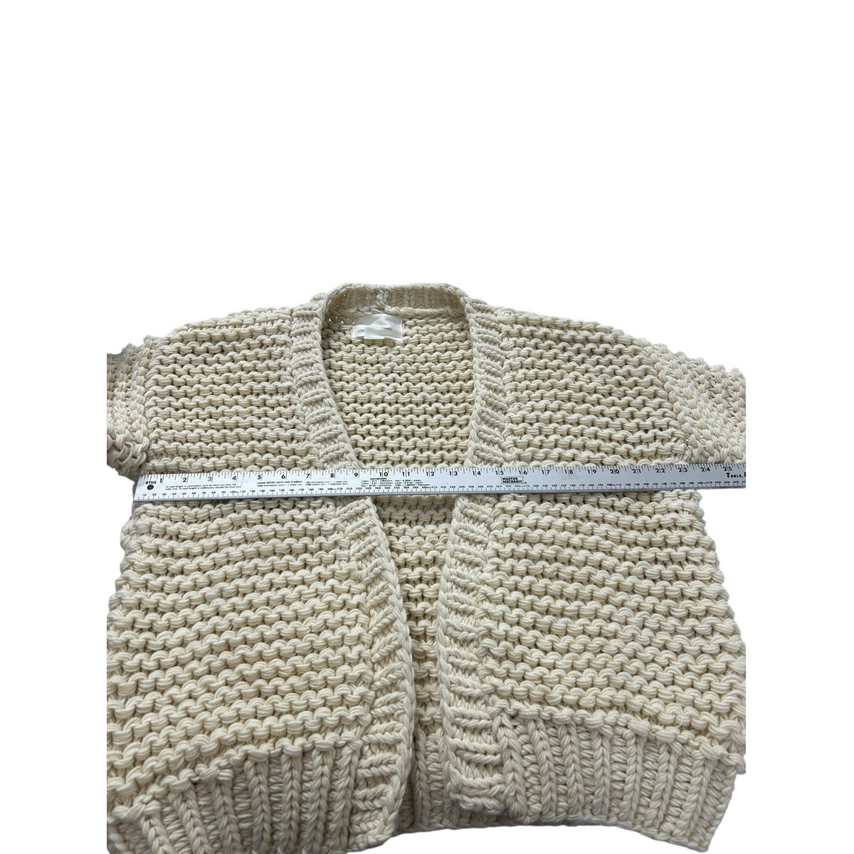 Anthropologie One Size Cream Chunky Knit Oversized Open Front Cardigan Sweater