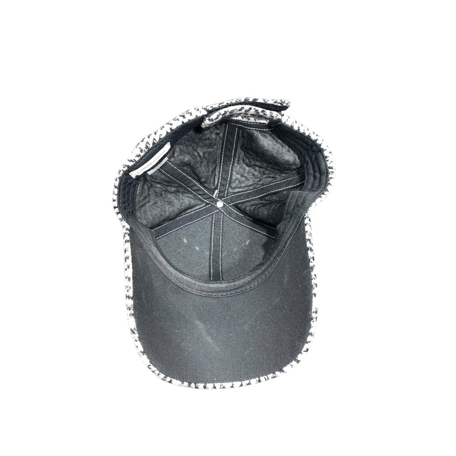 Anthropologie Black White Textured Dalmatian Print Baseball Cap Hat