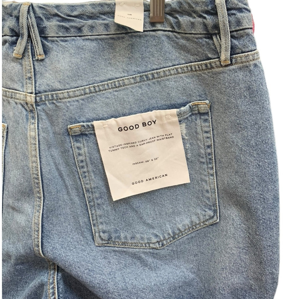 NWT Good American Good Boy Ripped Jeans SZ 16