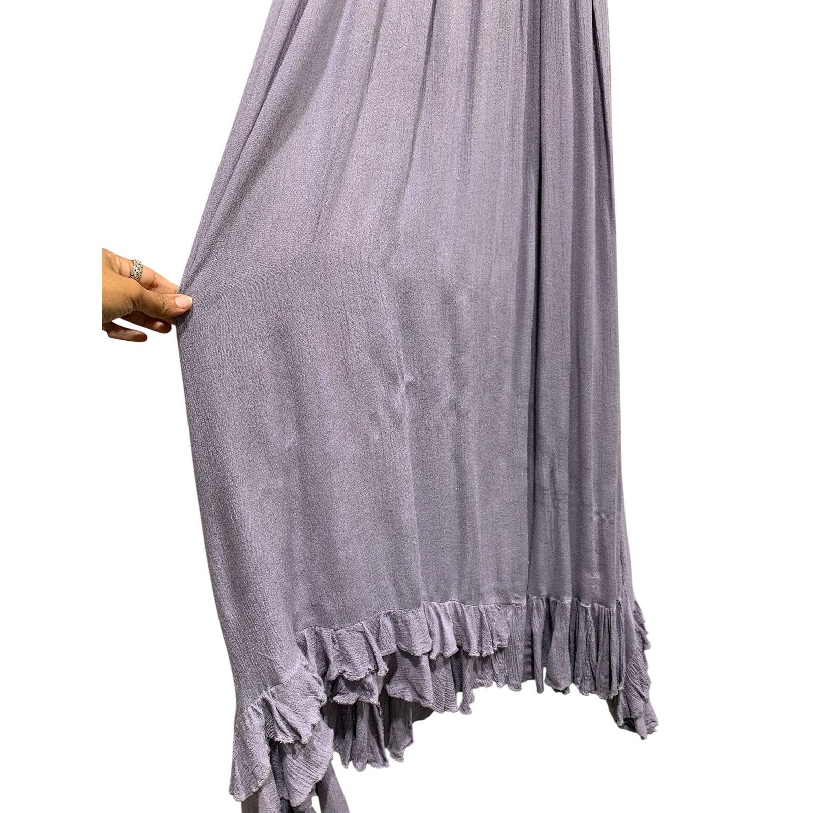 Free People Adella Lace Maxi Dress Lavender Purple Lace Strap Ruffle S/P