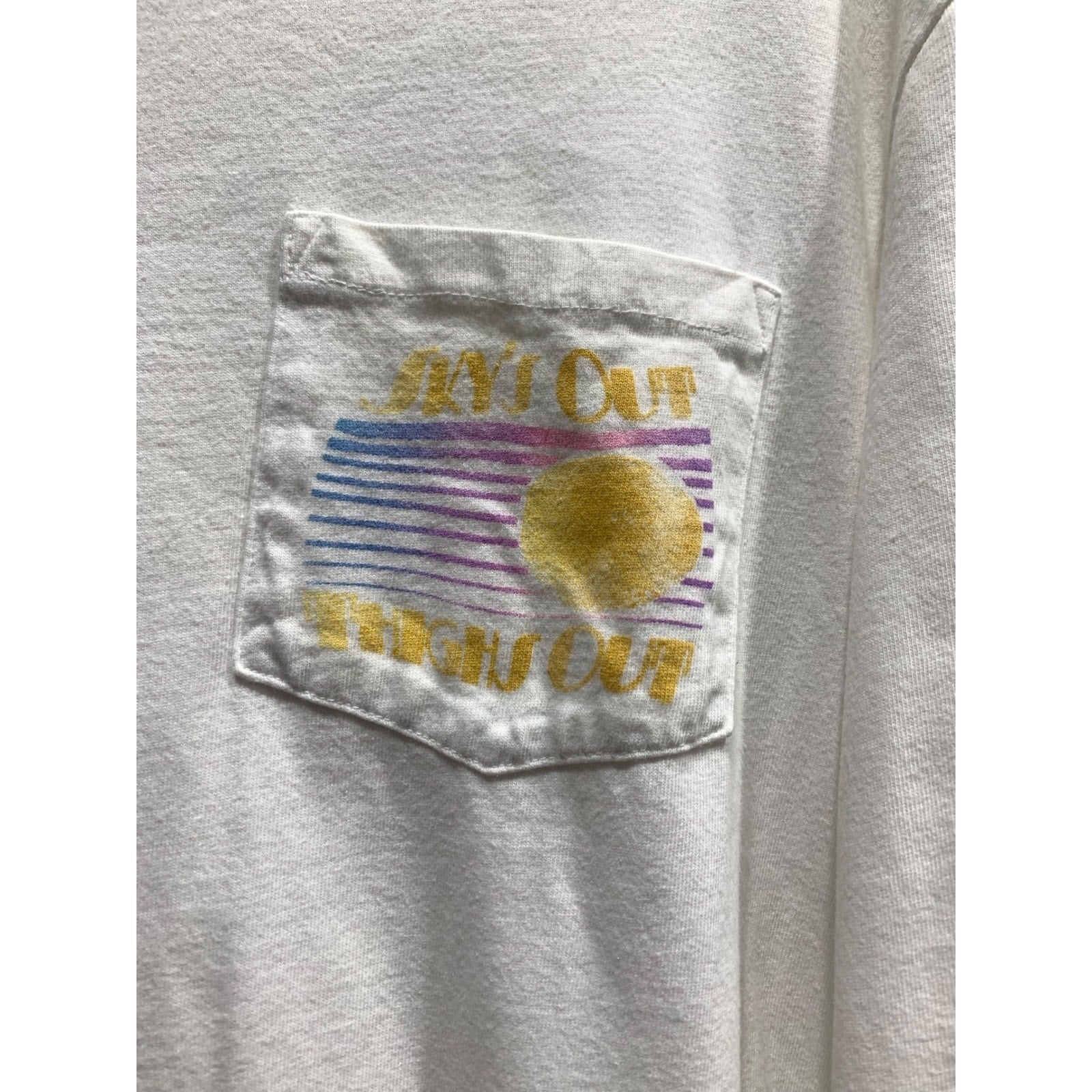 Chubbies Mens White Long Sleeve Pocket T-Shirt Skys Out Thighs Out Graphic XL
