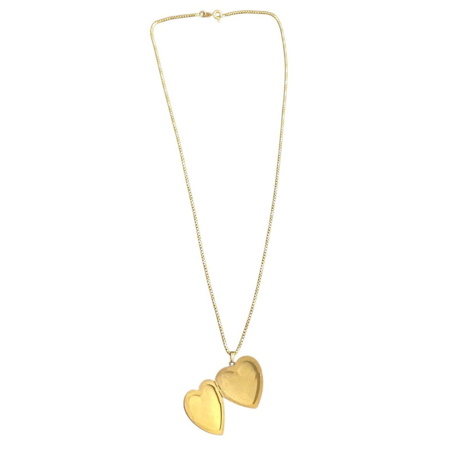 10K Gold Heart Locket with 18k Necklace Snake Chain Pendant