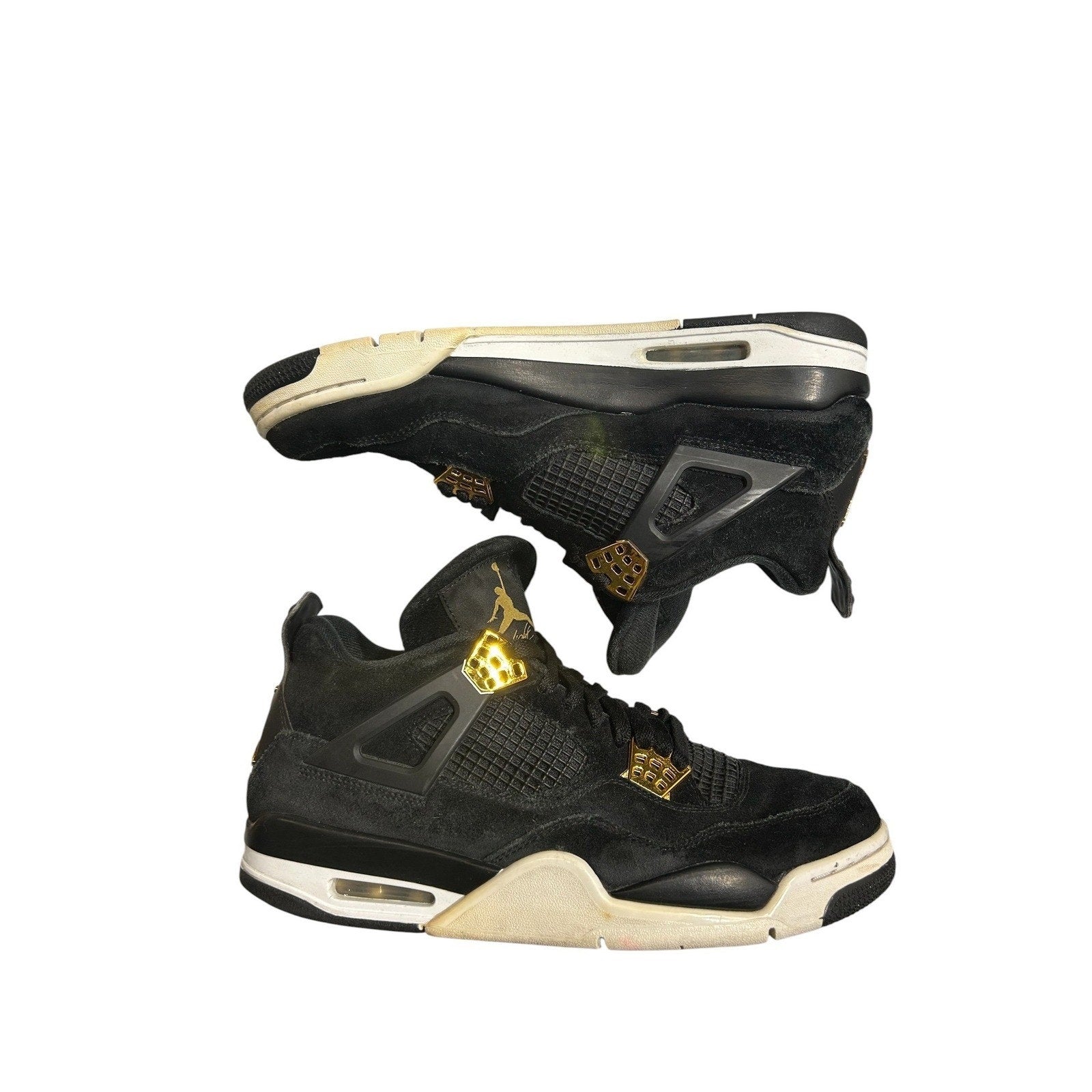Air Jordan 4 Retro Royalty Black Metallic Gold 308497-032 Mens Size 9.5 grunge