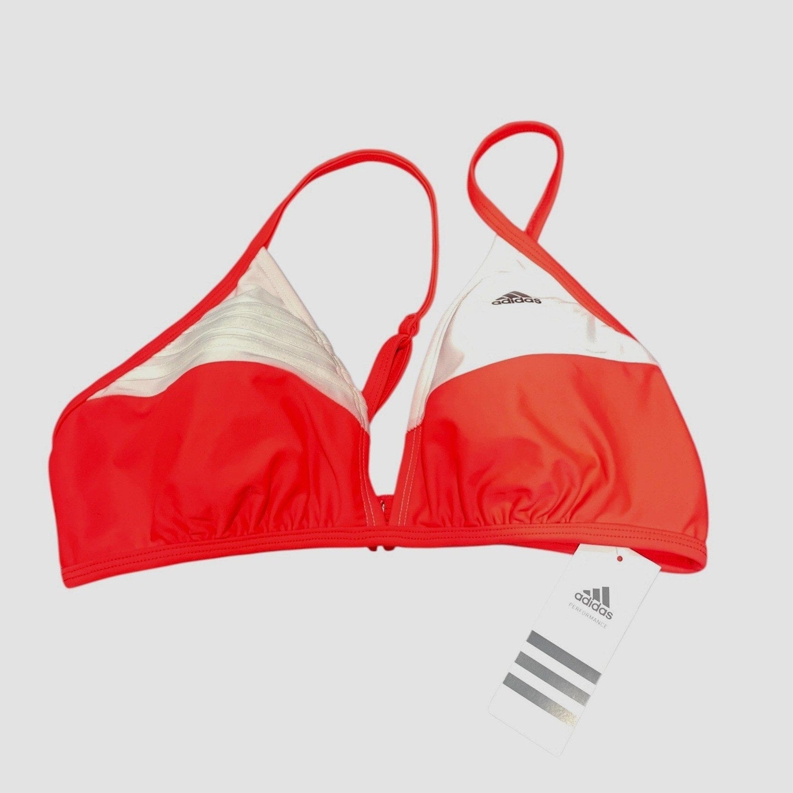 Adidas Women Solar Red White Cross Back Bikini Top Swim 1ABF013 Size 12 NEW