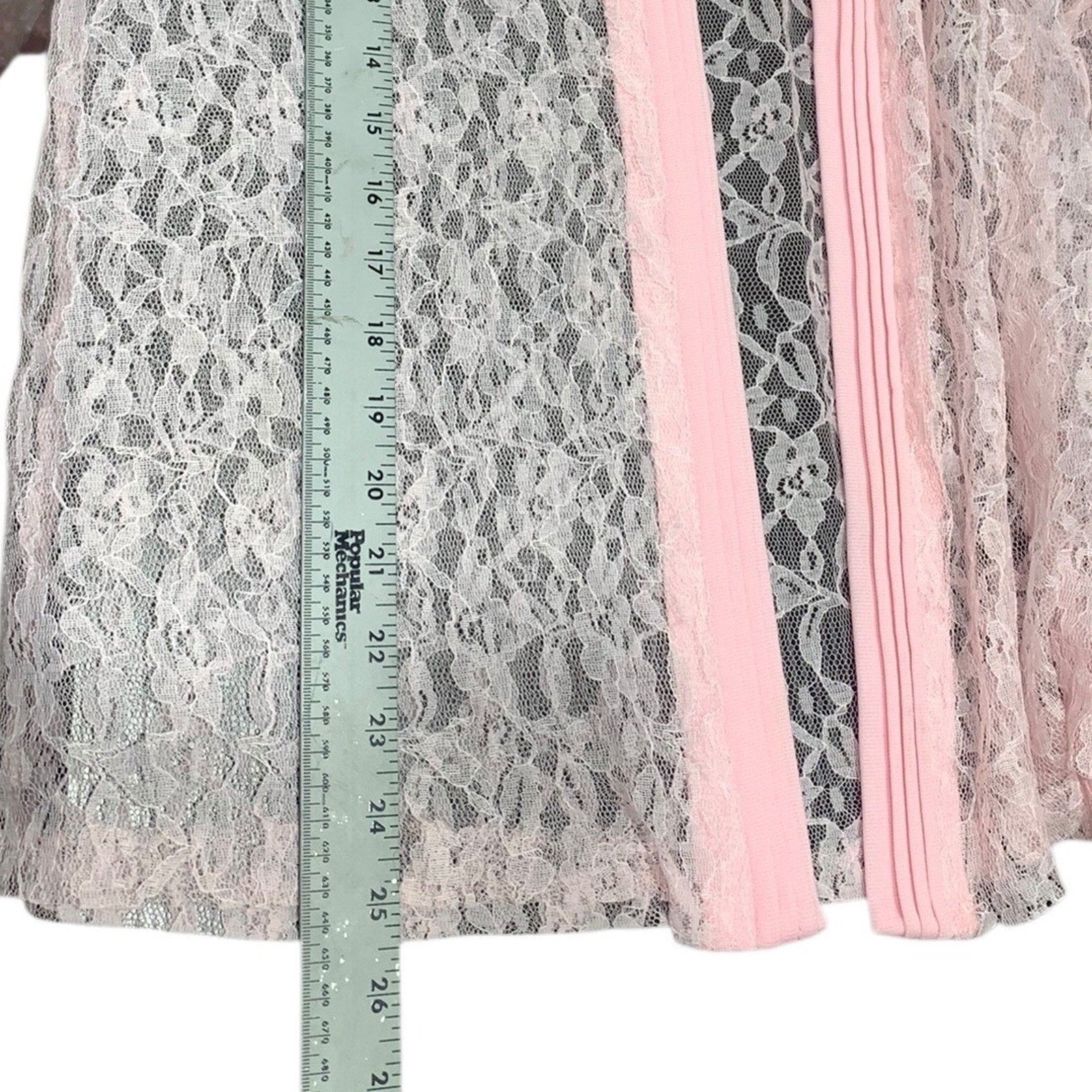 Vintage Bonne Pink Sheer Floral Lace Zip Up Jacket Collared Made in USA Womens
