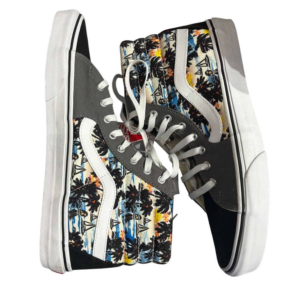 Vans Sk8-Hi Hawaiian Hula Tropical Print Mens 12 Black Grey High Top Sneakers