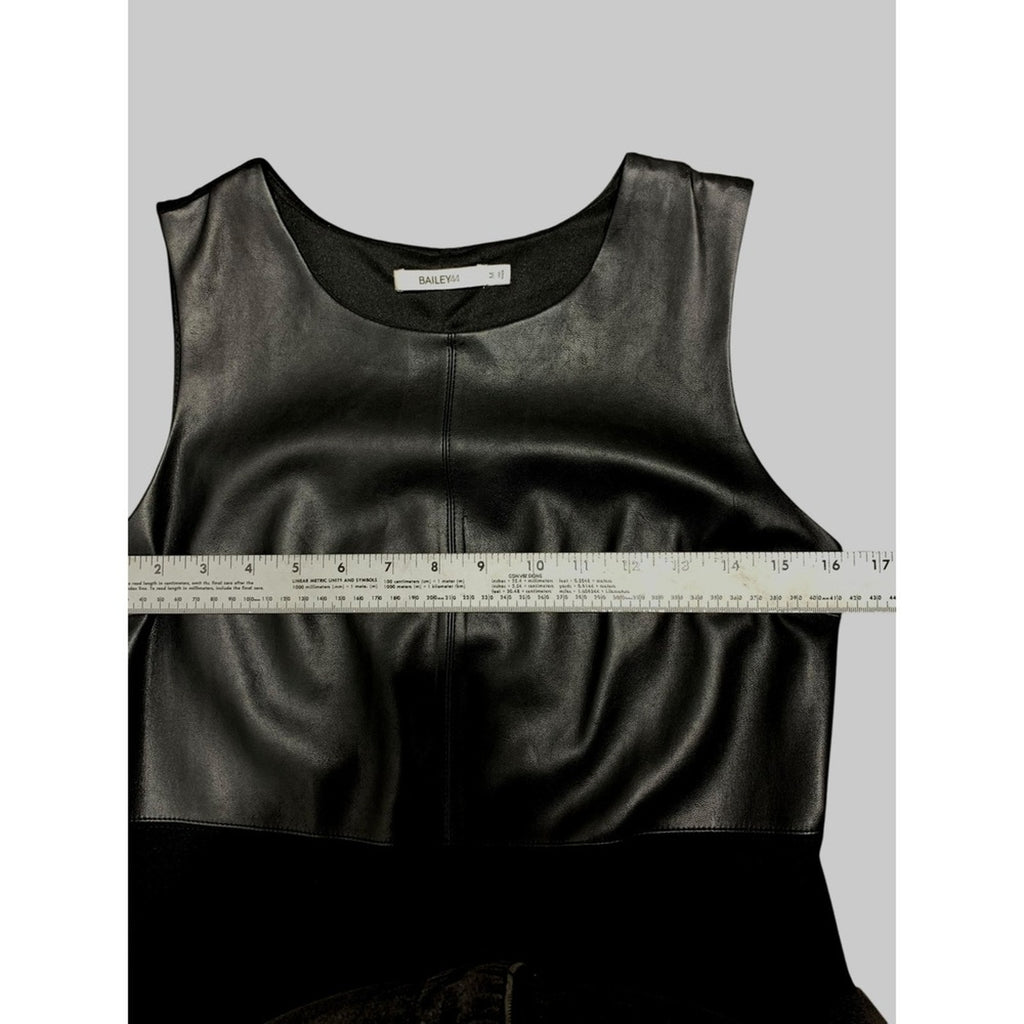 BAILEY44 Black Faux Leather & Sparkle Panel Sleeveless Shift Dress Size M